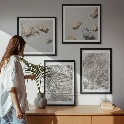 Moderne abstracte vormen meerluik in lijst