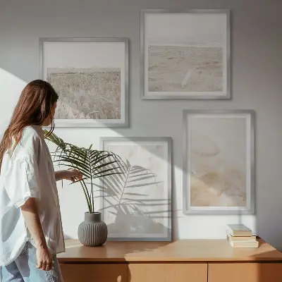Set van posters met lijst Pastelkleurige, modieuze texturen