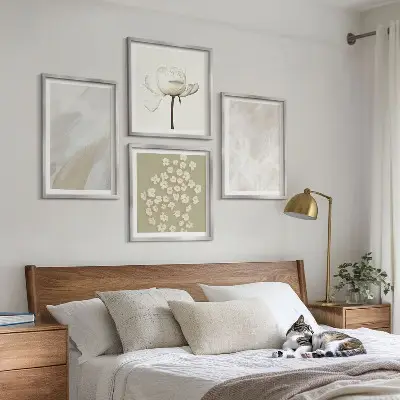 Bloemen met modieuze boho-texturen meerluik in lijst
