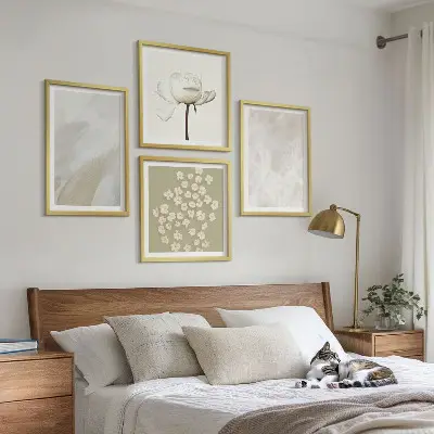 Bloemen met modieuze boho-texturen meerluik in lijst