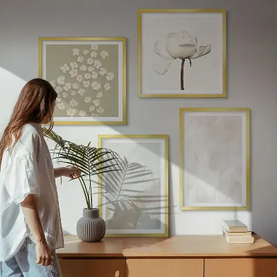 Bloemen met modieuze boho-texturen meerluik in lijst