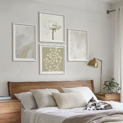 Bloemen met modieuze boho-texturen meerluik in lijst