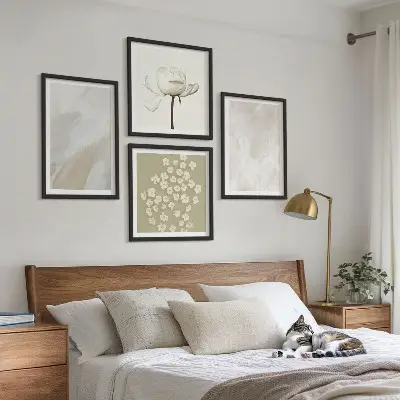 Bloemen met modieuze boho-texturen meerluik in lijst