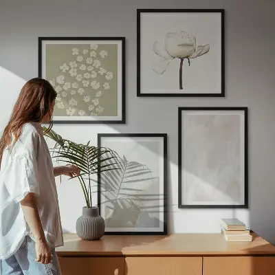 Bloemen met modieuze boho-texturen meerluik in lijst