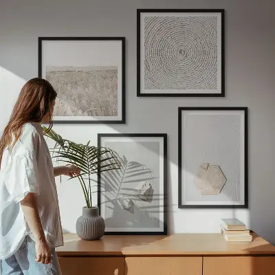 Lichte boho-zandtexturen meerluik in lijst