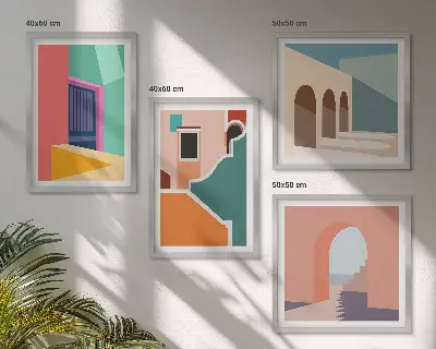 Kleurrijke illustraties van de stad meerluik in lijst