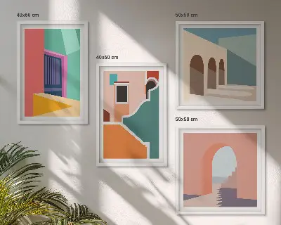 Kleurrijke illustraties van de stad meerluik in lijst