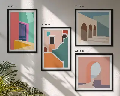 Kleurrijke illustraties van de stad meerluik in lijst
