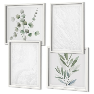 Set van posters met lijst Marmeren structuur pastelkleurige takjes