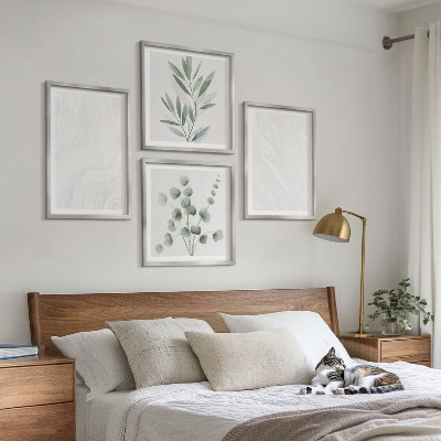 Set van posters met lijst Marmeren structuur pastelkleurige takjes