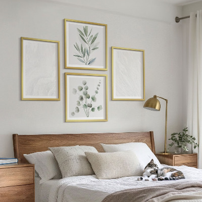 Set van posters met lijst Marmeren structuur pastelkleurige takjes