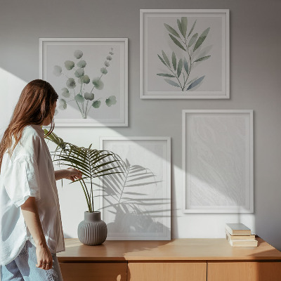 Set van posters met lijst Marmeren structuur pastelkleurige takjes