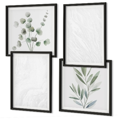 Set van posters met lijst Marmeren structuur pastelkleurige takjes