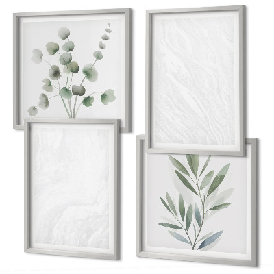 Set van posters met lijst Marmeren structuur pastelkleurige takjes