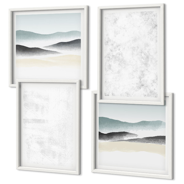 Set van posters met lijst Witte vlekken op een canvas achtergrond