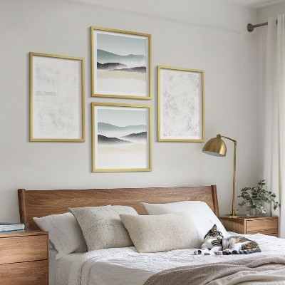 Set van posters met lijst Witte vlekken op een canvas achtergrond