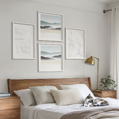 Set van posters met lijst Witte vlekken op een canvas achtergrond