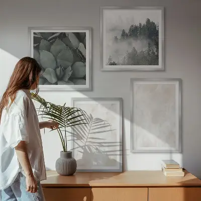 Meerluik in lijst met pastelkleurig marmeren steenmotief
