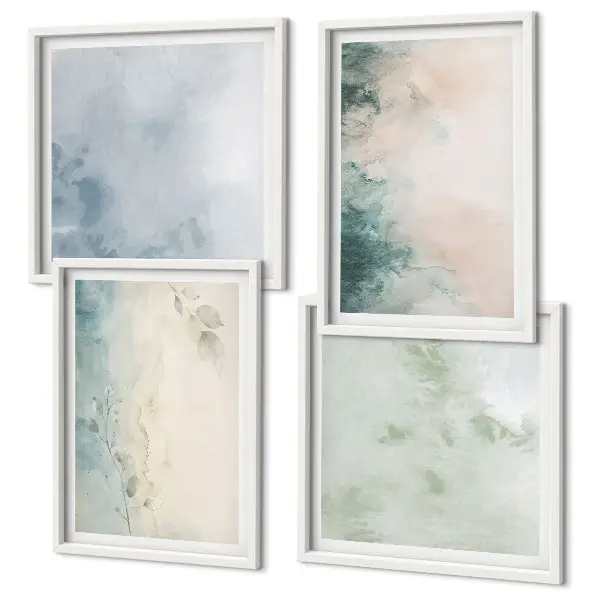 Meerluik in lijst gemorste aquarelverf in canvasstijl