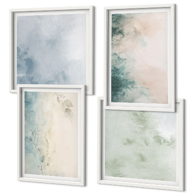 Meerluik in lijst Gemorste aquarelverf op canvas in de stijl van een canvas