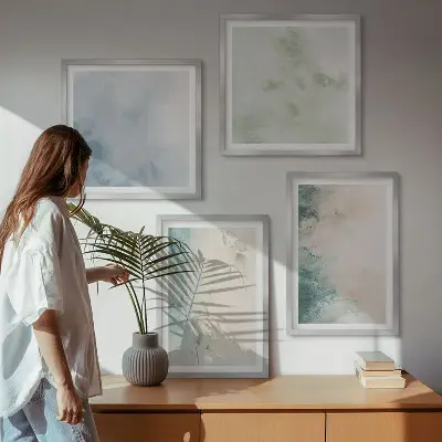 Meerluik in lijst gemorste aquarelverf in canvasstijl