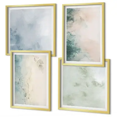 Meerluik in lijst gemorste aquarelverf in canvasstijl