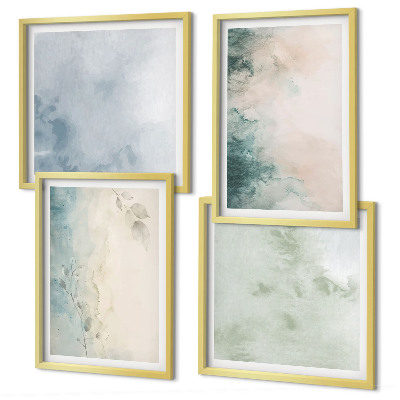 Meerluik in lijst Gemorste aquarelverf op canvas in de stijl van een canvas