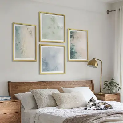 Meerluik in lijst gemorste aquarelverf in canvasstijl