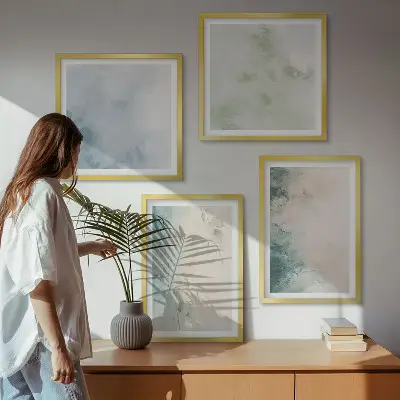 Meerluik in lijst gemorste aquarelverf in canvasstijl