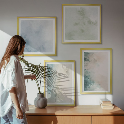Meerluik in lijst Gemorste aquarelverf op canvas in de stijl van een canvas