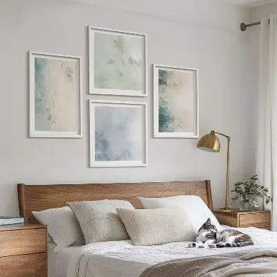 Meerluik in lijst gemorste aquarelverf in canvasstijl