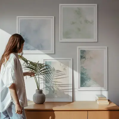 Meerluik in lijst gemorste aquarelverf in canvasstijl