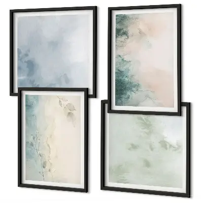 Meerluik in lijst gemorste aquarelverf in canvasstijl