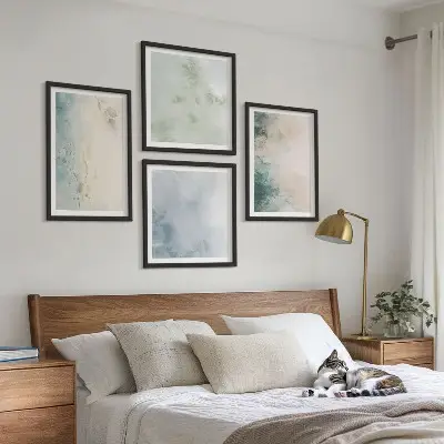 Meerluik in lijst gemorste aquarelverf in canvasstijl