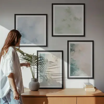 Meerluik in lijst gemorste aquarelverf in canvasstijl