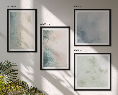 Meerluik in lijst Gemorste aquarelverf op canvas in de stijl van een canvas