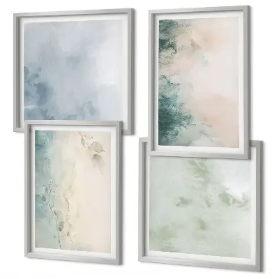 Meerluik in lijst gemorste aquarelverf in canvasstijl