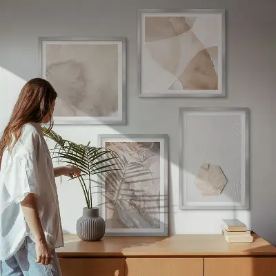 Set posters met lijst geïnspireerd door abstracte natuur