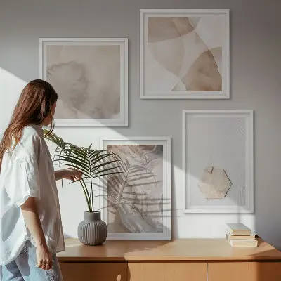 Set posters met lijst geïnspireerd door abstracte natuur