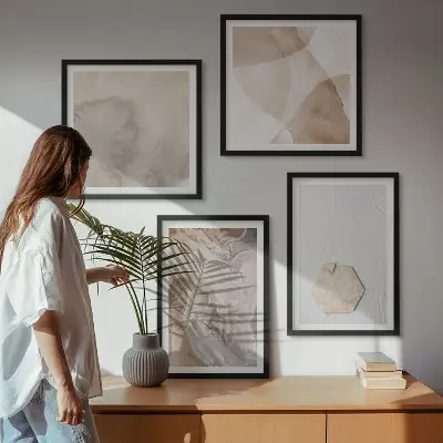 Set posters met lijst geïnspireerd door abstracte natuur