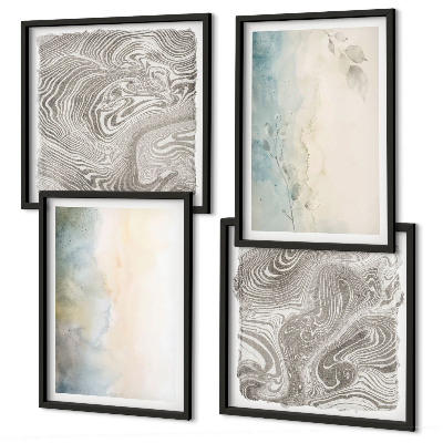 Set van posters met lijst Fijne aquarelkartons