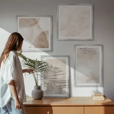 Aquarelverf met boho-texturen meerluik in lijst