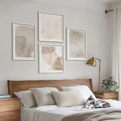 Aquarelverf met boho-texturen meerluik in lijst