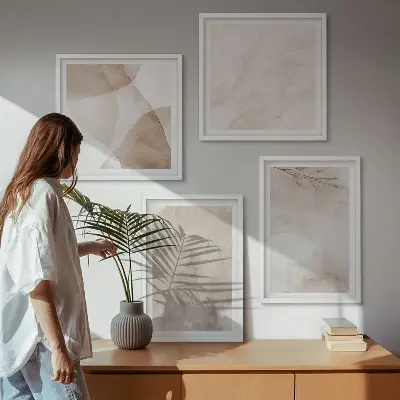 Aquarelverf met boho-texturen meerluik in lijst
