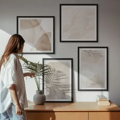 Aquarelverf met boho-texturen meerluik in lijst