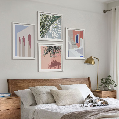 Set van posters met lijst Illustraties van stadsarchitectuur