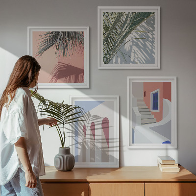 Set van posters met lijst Illustraties van stadsarchitectuur