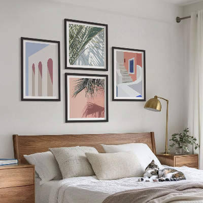 Set van posters met lijst Illustraties van stadsarchitectuur