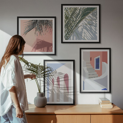 Set van posters met lijst Illustraties van stadsarchitectuur