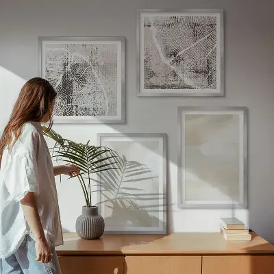 Minimalistische verftextuur meerluik in lijst